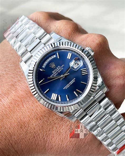 rolex day date 40 blue ombre|Rolex Day-Date 40 white gold.